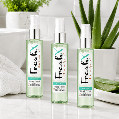 FreshX Toilet Paper Spray | 3 pack | 100ml Aloe  | Eco Wet Wipe Alternative